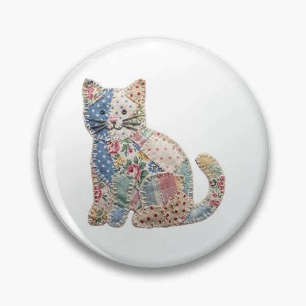 Item preview, Faux Patchwork Cat Grandmacore Cottagecore Floral Quilt Vintage designed and sold by MartinPixelArt.