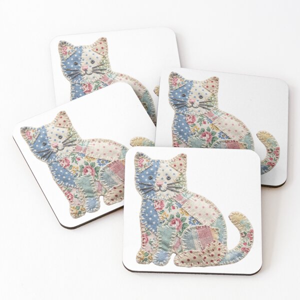 Item preview, Faux Patchwork Cat Grandmacore Cottagecore Floral Quilt Vintage designed and sold by MartinPixelArt.