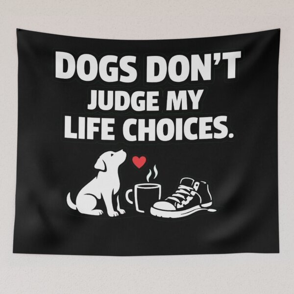Item preview, Dogs Don’t Judge My Life Choices – Funny Dog Lover Minimalist T‑Shirt designed and sold by Timeless Junction.