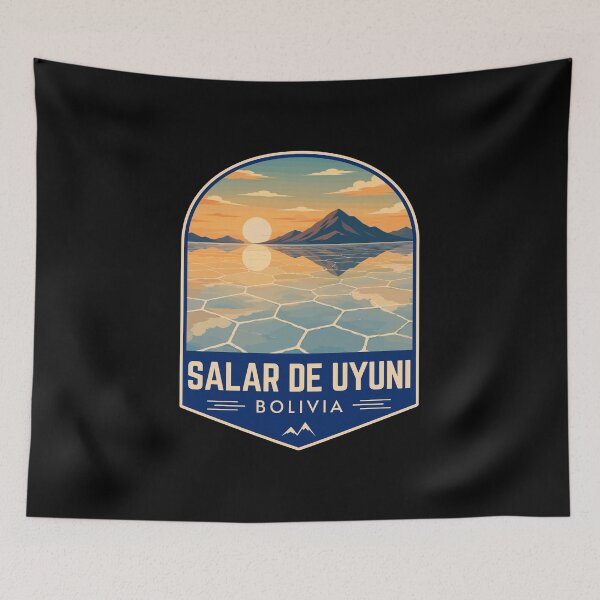 Item preview, Salar de Uyuni in Bolivia (South America), Retro Travel Art Emblem designed and sold by MaateoDesign.