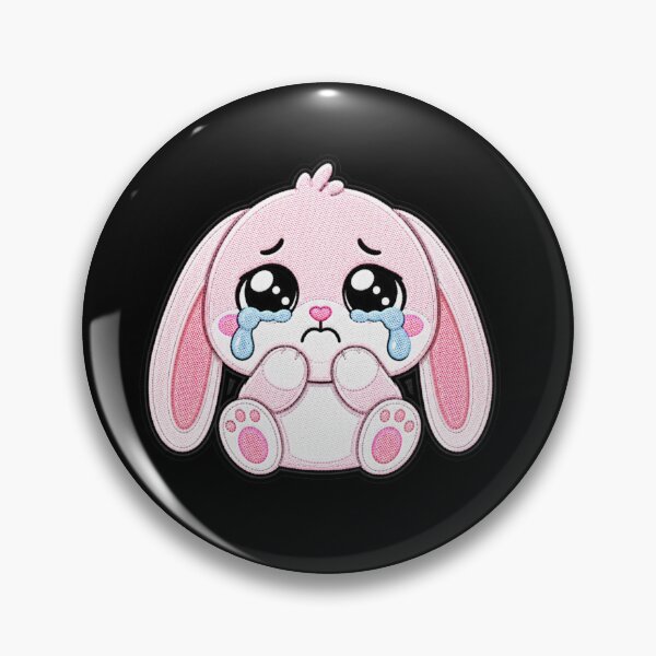 Item preview, Parche bordado de conejito llorando | Lindo diseño de conejito kawaii designed and sold by ColorSplash123.