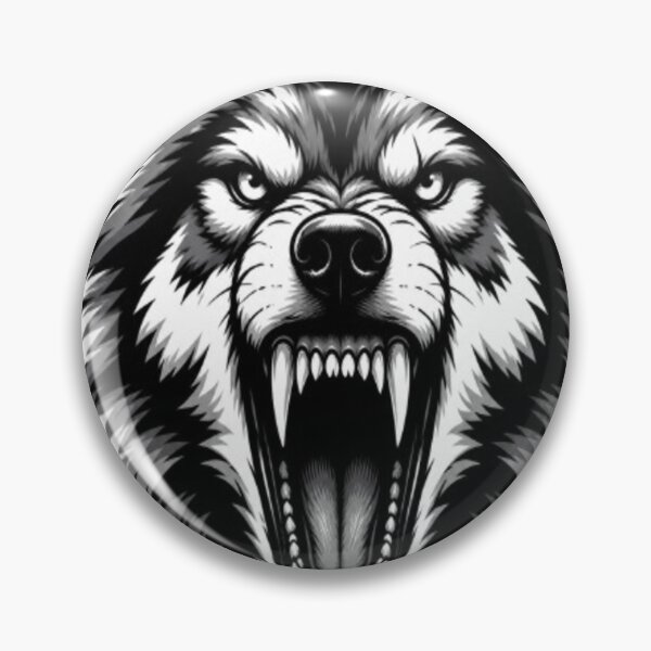 Item preview, Ferocious Wolf Head Black and White Tattoo Style Design designed and sold by GRYFFWEAR.