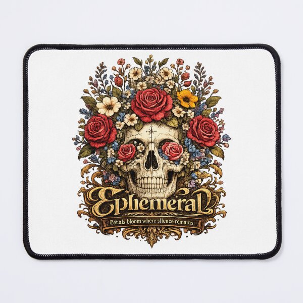 Item preview, Ephemeral – Floral Skull Vintage Gothic Art with Quote | Botanical Skull Design designed and sold by Aurelux_24.
