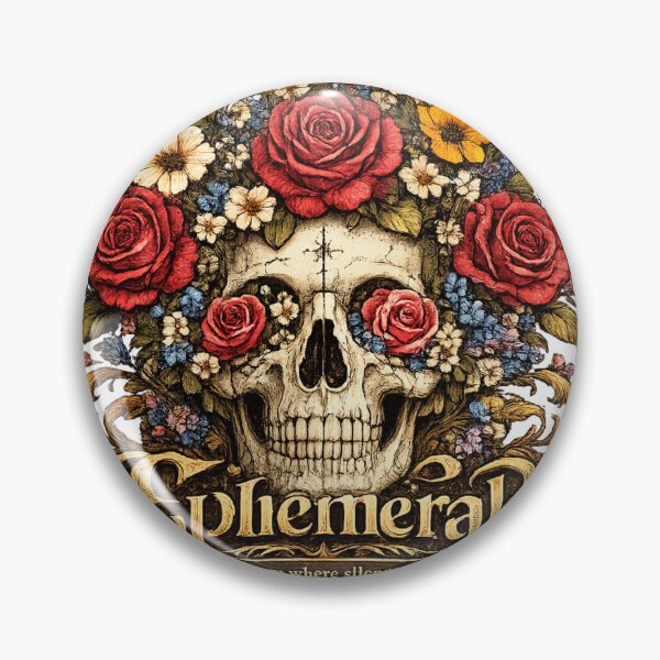 Item preview, Ephemeral – Floral Skull Vintage Gothic Art with Quote | Botanical Skull Design designed and sold by Aurelux_24.
