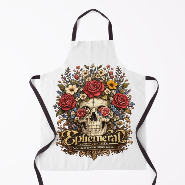 Item preview, Ephemeral – Floral Skull Vintage Gothic Art with Quote | Botanical Skull Design designed and sold by Aurelux_24.