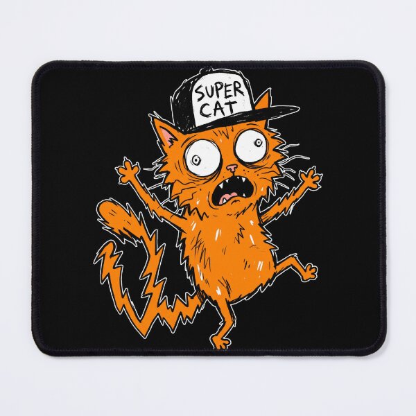 Item preview, Funny Scared Orange Cat with Super Hat - Crazy Kitty Graphic Art designed and sold by seven things shop.