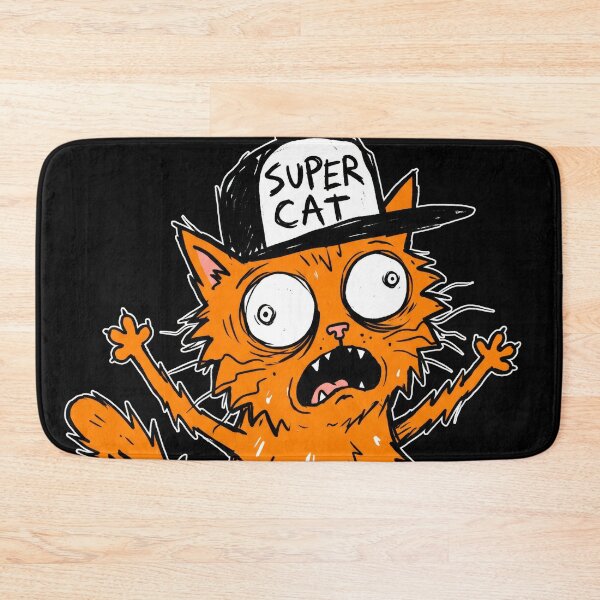 Item preview, Funny Scared Orange Cat with Super Hat - Crazy Kitty Graphic Art designed and sold by seven things shop.
