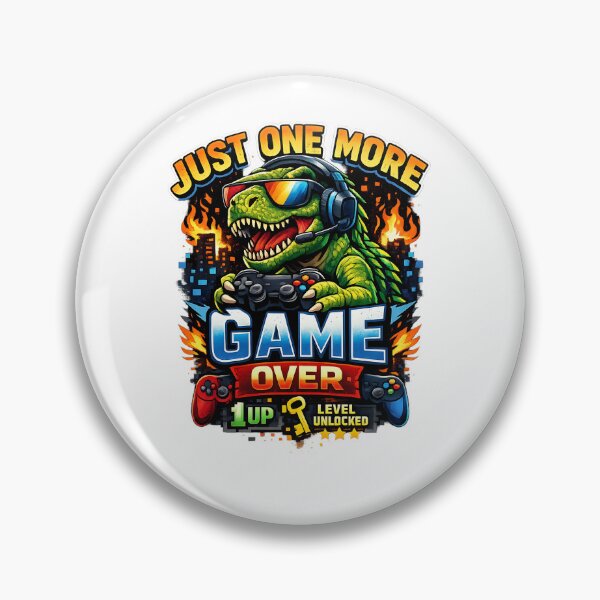 Item preview, Just One More Game Over Dinosaur Gamer T-Shirt | Funny Retro Gaming Tee designed and sold by KittyPawMeow.