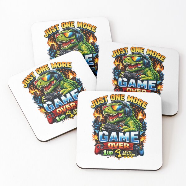 Item preview, Just One More Game Over Dinosaur Gamer T-Shirt | Funny Retro Gaming Tee designed and sold by KittyPawMeow.