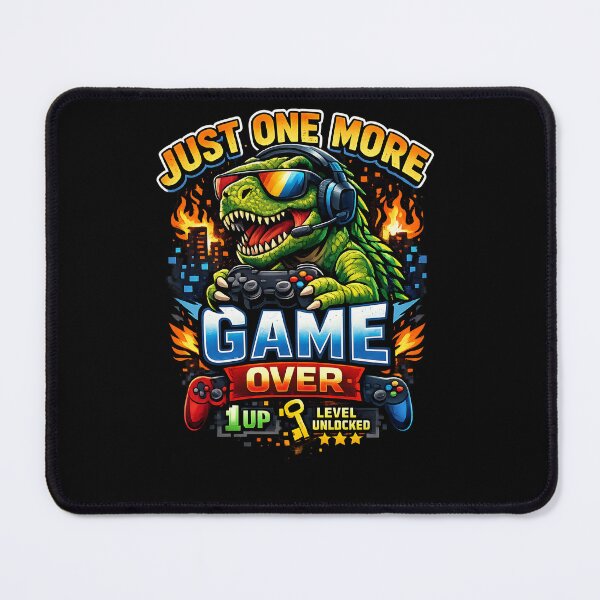 Item preview, Just One More Game Over Dinosaur Gamer T-Shirt | Funny Retro Gaming Tee designed and sold by KittyPawMeow.