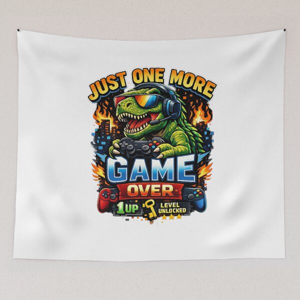 Item preview, Just One More Game Over Dinosaur Gamer T-Shirt | Funny Retro Gaming Tee designed and sold by KittyPawMeow.