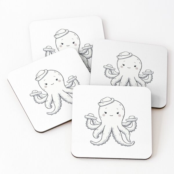 Item preview, Cute Sailor Octopus with Captain Hat Illustration designed and sold by M.Store.
