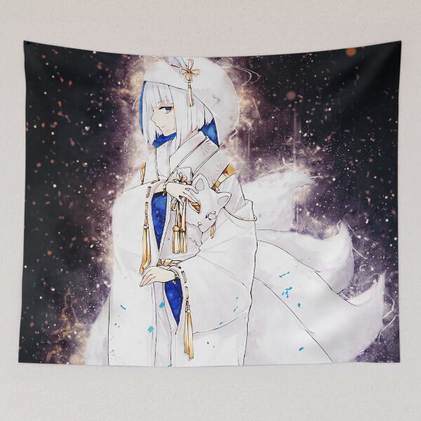 Item preview, Kaga Azur Lane Elegant Kimono Fox Mask Starlight Blue White designed and sold by mildaclairmo.