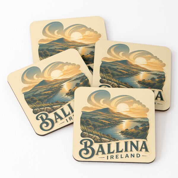 Item preview, Vintage Ballina Ireland Sunset Landscape designed and sold by MythicCotton.