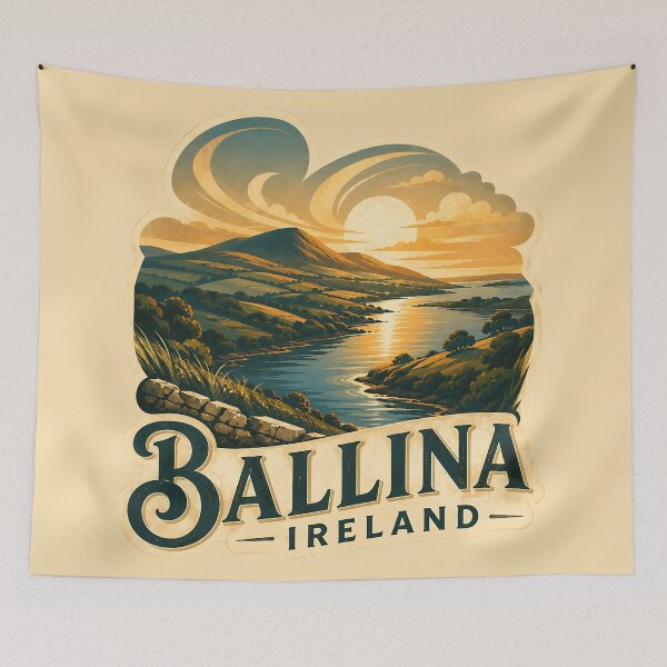 Item preview, Vintage Ballina Ireland Sunset Landscape designed and sold by MythicCotton.
