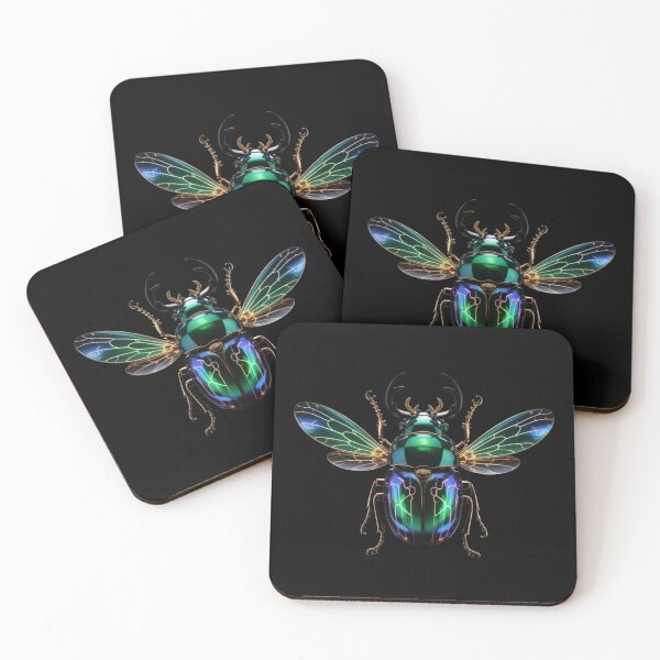 Item preview, Mechanical Emerald & Gold Stag Beetle - Cyber-Jeweled Insect designed and sold by Design_Your_Day.