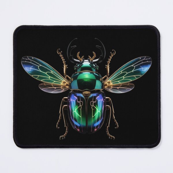Item preview, Mechanical Emerald & Gold Stag Beetle - Cyber-Jeweled Insect designed and sold by Design_Your_Day.