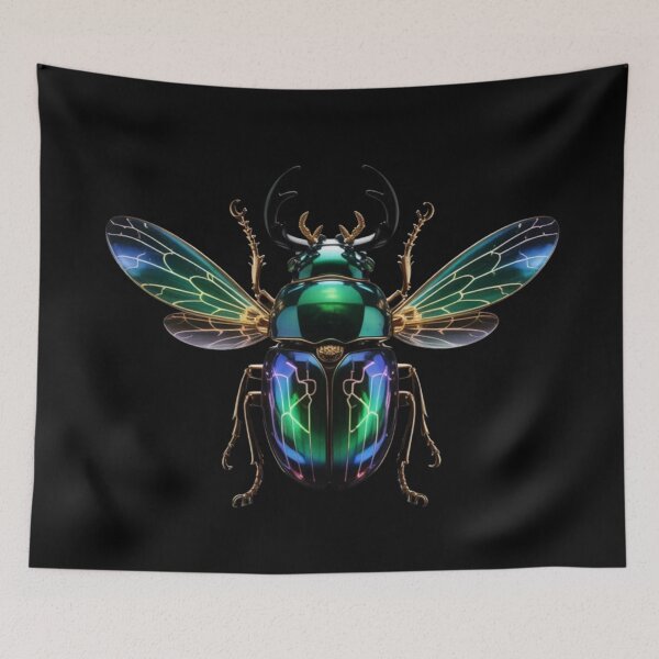 Item preview, Mechanical Emerald & Gold Stag Beetle - Cyber-Jeweled Insect designed and sold by Design_Your_Day.