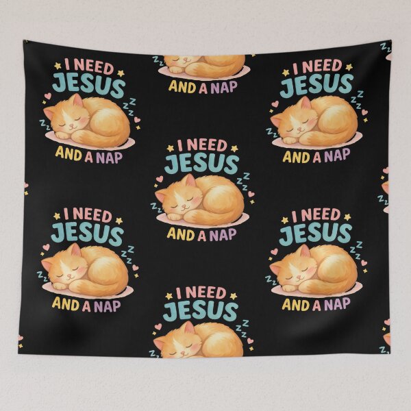 Item preview, The Battle Belongs to JesCute Sleepy Kitty Shirt – I Need Jesus And A Nap Funny Christian Teeus – Christian Faith Quote designed and sold by ArtsBorn2Create.