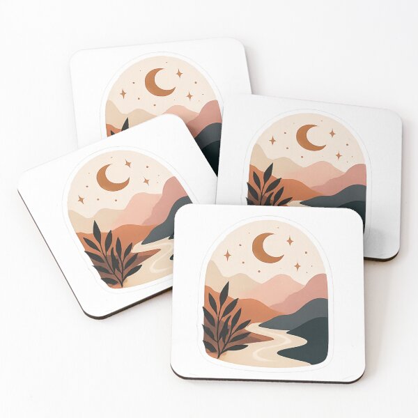 Item preview, Dreamy Boho Moon Landscape | Minimal Aesthetic Nature Sticker designed and sold by Jyotisima8929.