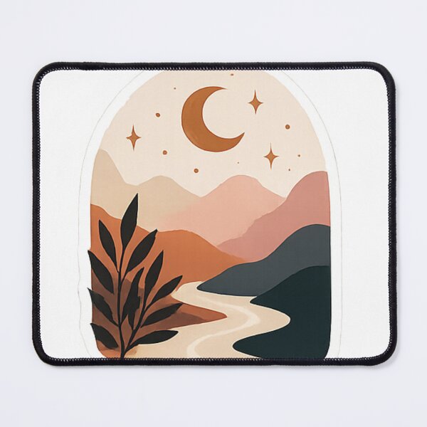 Item preview, Dreamy Boho Moon Landscape | Minimal Aesthetic Nature Sticker designed and sold by Jyotisima8929.