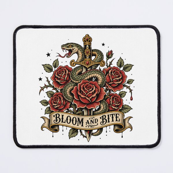 Item preview, Bloom and Bite Snake Roses Dagger Traditional Tattoo Shirt designed and sold by EDAE.
