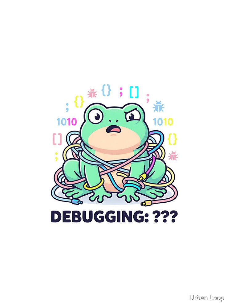 Thumbnail 4 of 4, iPhone Case, Confused Programmer Frog - Debugging Spaghetti Code designed and sold by balticstudio09.