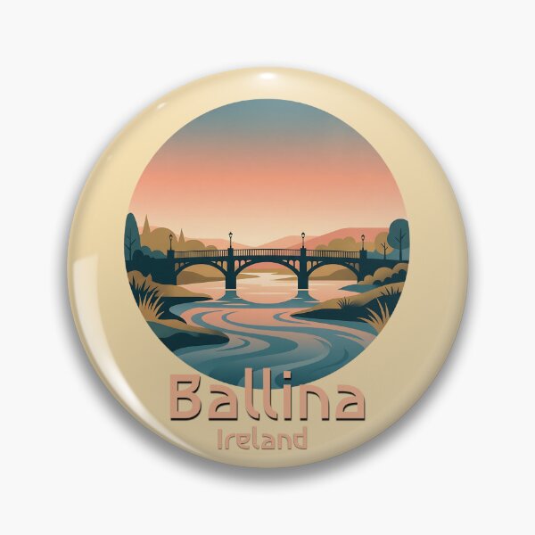 Item preview, Minimalist Ballina Ireland River Bridge Sunset designed and sold by MythicCotton.