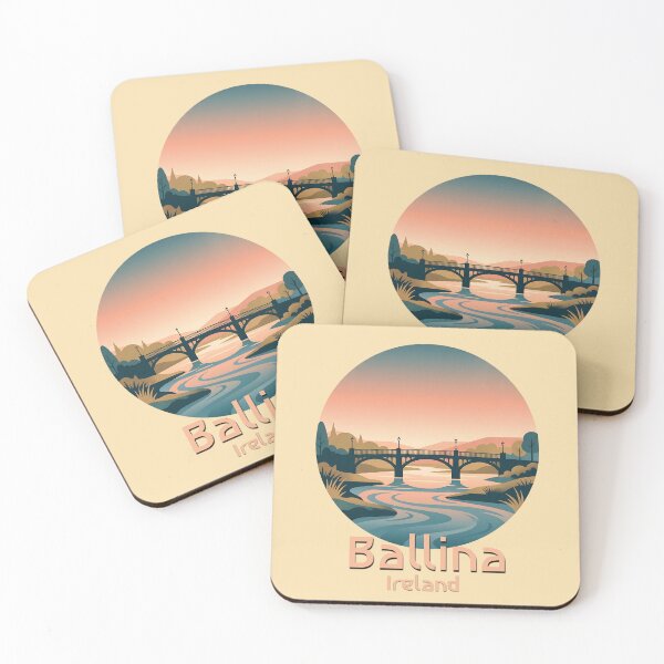 Item preview, Minimalist Ballina Ireland River Bridge Sunset designed and sold by MythicCotton.