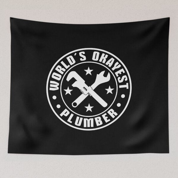 Item preview, World's Okayest Plumber - Funny Vintage Badge Crossed Tools designed and sold by Dmetalx Art Apparel.