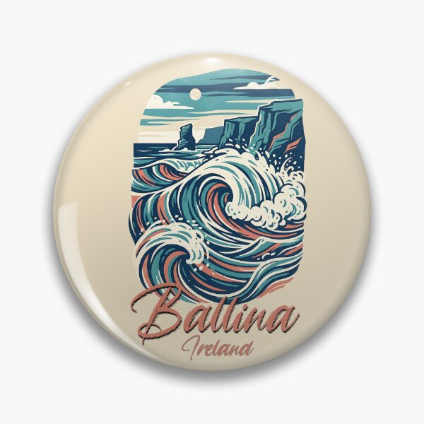 Item preview, Ballina Ireland Coastal Waves Retro Art designed and sold by MythicCotton.