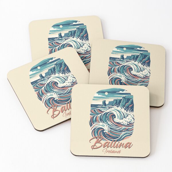 Item preview, Ballina Ireland Coastal Waves Retro Art designed and sold by MythicCotton.