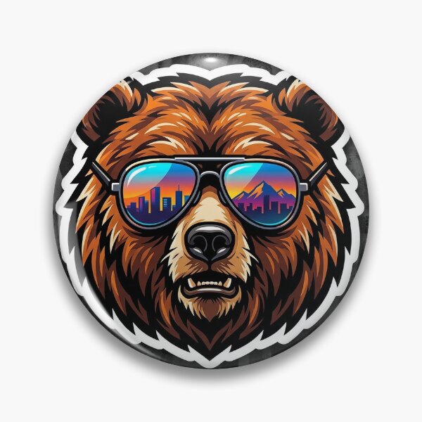 Item preview,  Cool Grizzly Bear Sunglasses City Skyline Reflection Sticker designed and sold by Ink1322.