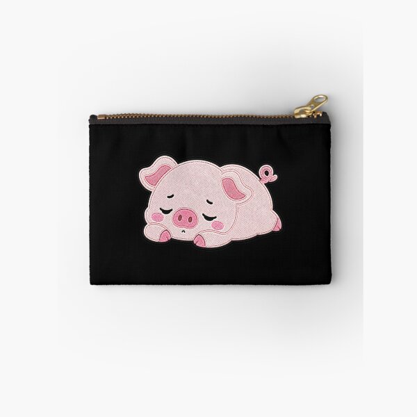 Artikelvorschau, Niedliches schlafendes Schweinchen Kawaii Stickaufnäher-Design entworfen und verkauft von ColorSplash123.