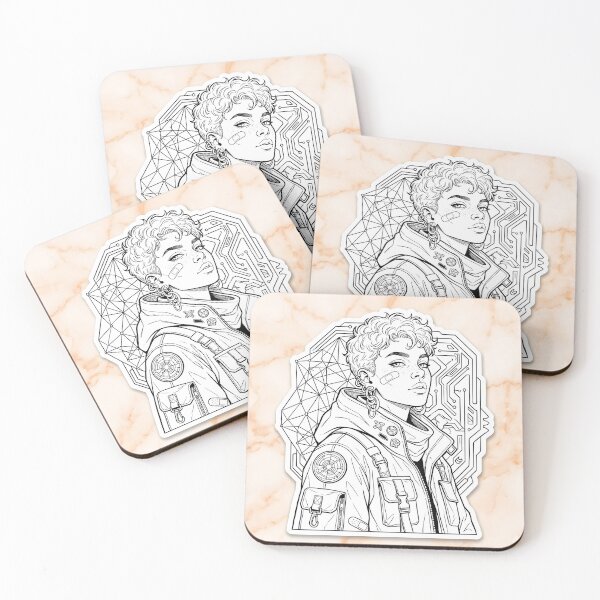 Item preview, Cybernetic Bloom Line Art Sticker   designed and sold by Jaideep Walia.