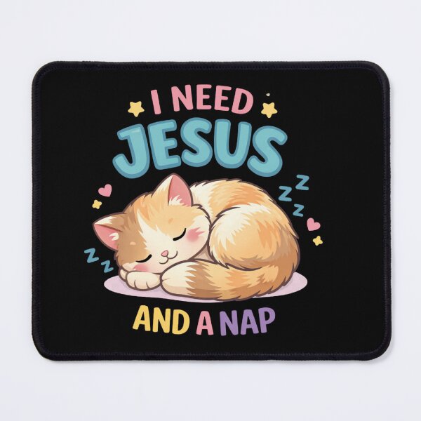 Item preview, Cute Sleepy Cat Christian Shirt – I Need Jesus And A Nap Funny Tee designed and sold by ArtsBorn2Create.