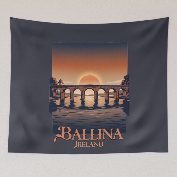 Item preview, Ballina Ireland Sunset Bridge Retro Landscape designed and sold by MythicCotton.