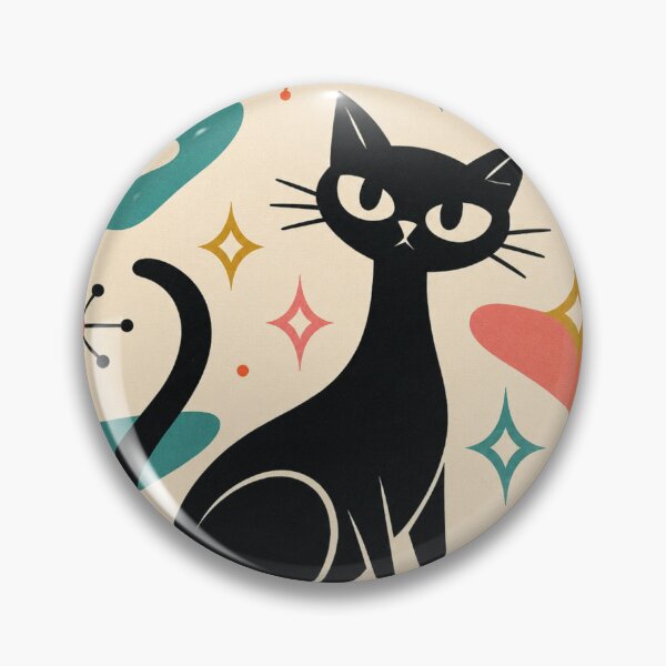 Item preview, Mid Century Modern Black Cat Wall Art – Retro Atomic Cat Art Print designed and sold by IconicDesignsXd.
