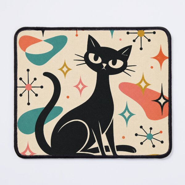 Item preview, Mid Century Modern Black Cat Wall Art – Retro Atomic Cat Art Print designed and sold by IconicDesignsXd.
