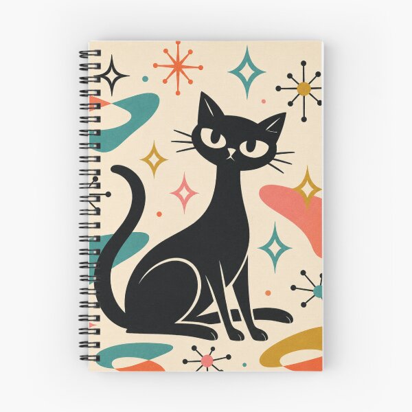 Item preview, Mid Century Modern Black Cat Wall Art – Retro Atomic Cat Art Print designed and sold by IconicDesignsXd.