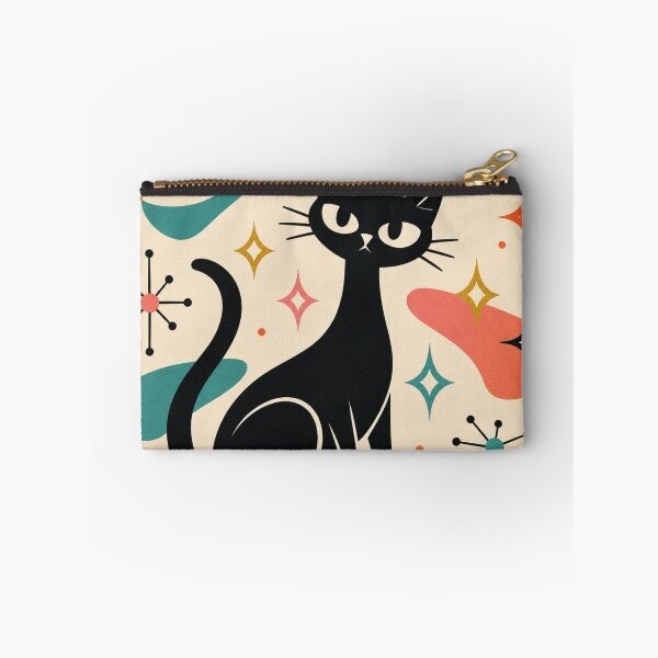 Item preview, Mid Century Modern Black Cat Wall Art – Retro Atomic Cat Art Print designed and sold by IconicDesignsXd.