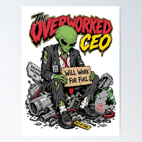 Item preview, The Overworked CEO Alien Punk Illustration  Main Tag designed and sold by Highwayman1975.
