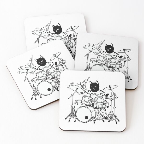 Item preview, Cat Punk Playing Drum | Cat Sticker designed and sold by ianths.