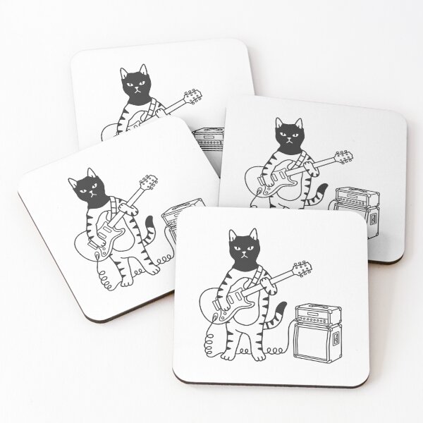 Item preview, Cat Punk Rock Guitarist Musician | Cat Sticker designed and sold by ianths.