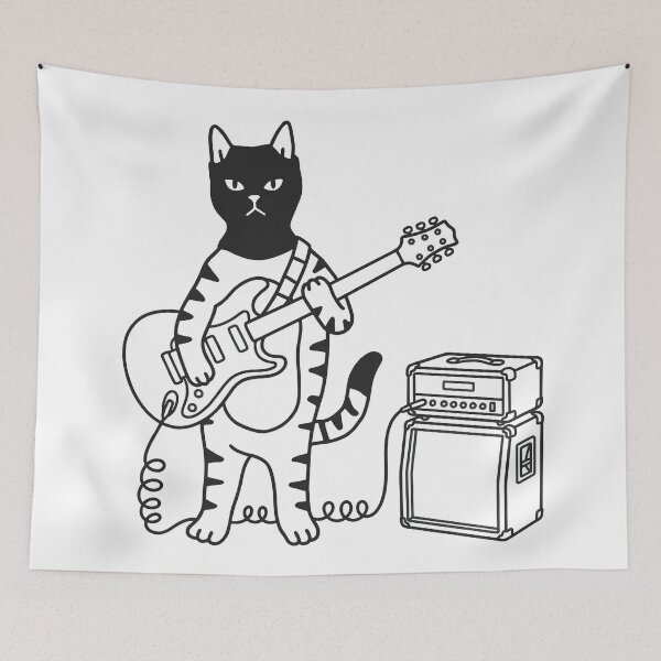 Item preview, Cat Punk Rock Guitarist Musician | Cat Sticker designed and sold by ianths.