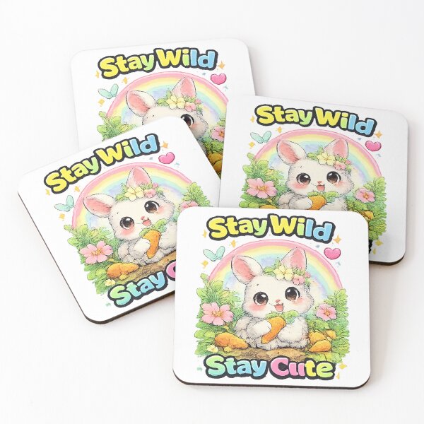 Item preview, Stay Wild Stay Cute Bunny – Kawaii Rabbit Carrot Design designed and sold by Clothes With Smiling Animals Walt Gral.