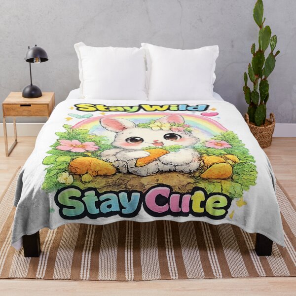 Item preview, Stay Wild Stay Cute Bunny – Kawaii Rabbit Carrot Design designed and sold by Clothes With Smiling Animals Walt Gral.