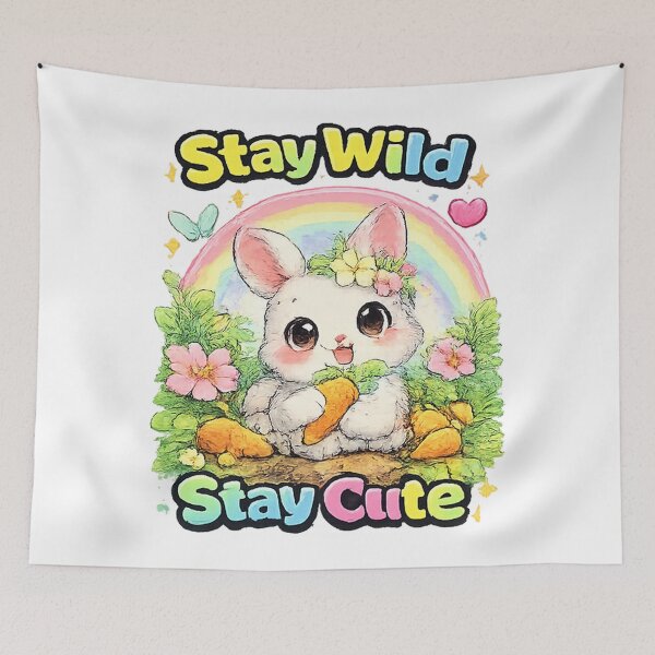 Item preview, Stay Wild Stay Cute Bunny – Kawaii Rabbit Carrot Design designed and sold by Clothes With Smiling Animals Walt Gral.