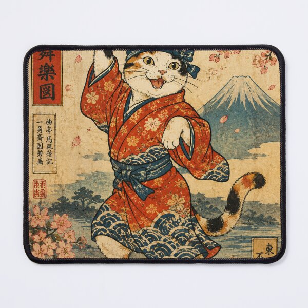 Item preview, Ukiyo-e Dancing Cat Framed Art Print – Vintage Japanese Woodblock Style Wall Decor designed and sold by IconicDesignsXd.