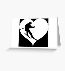 Skier skiing heart Greeting Card